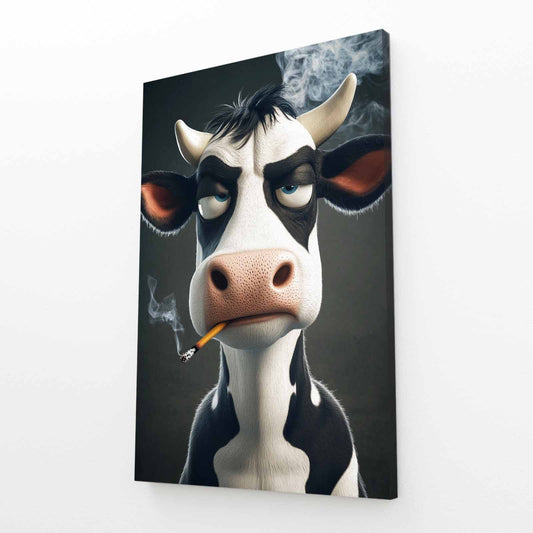 Mangas Cow Wall Art – angled canvas view on white background