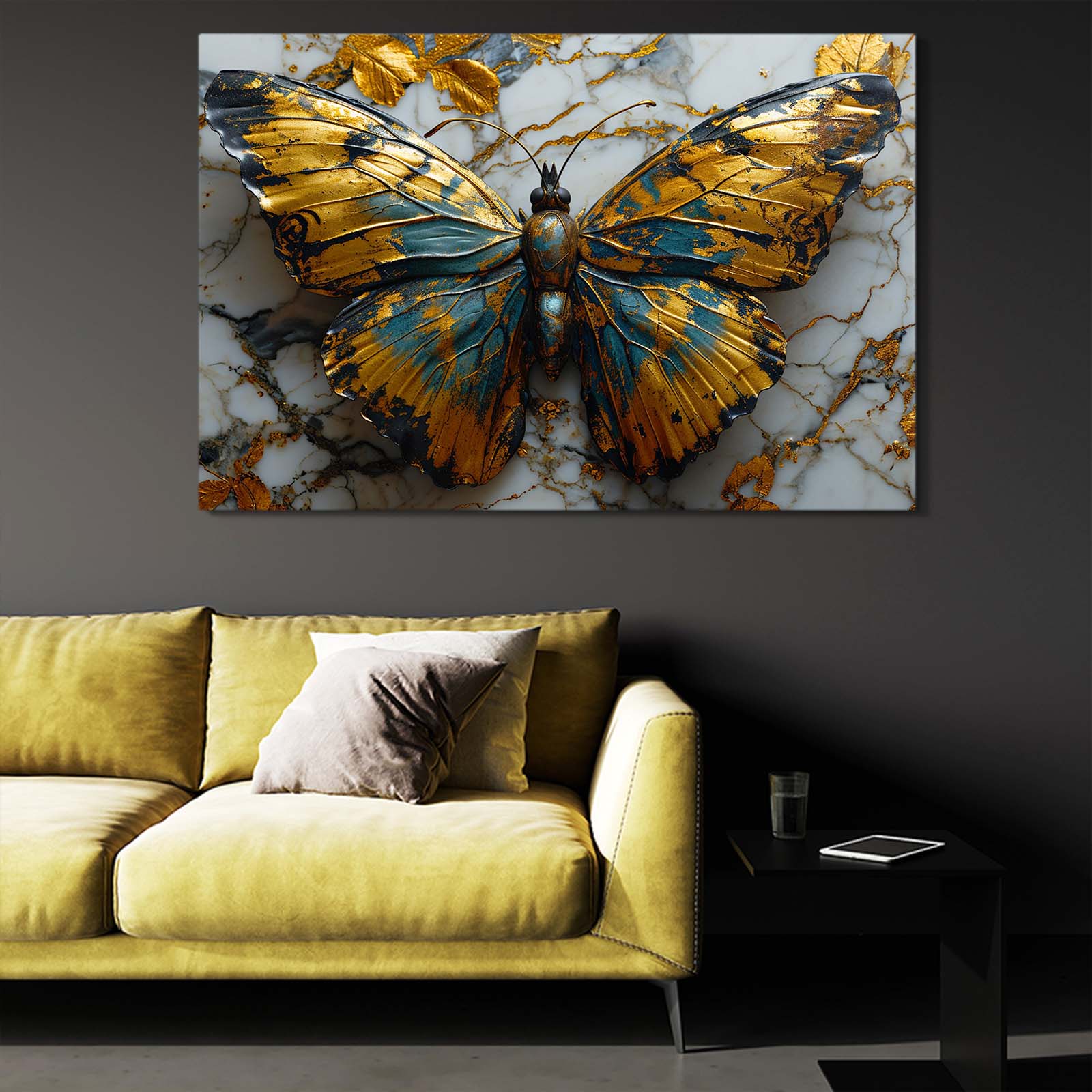 Marble Elegance Butterfly Wall Art