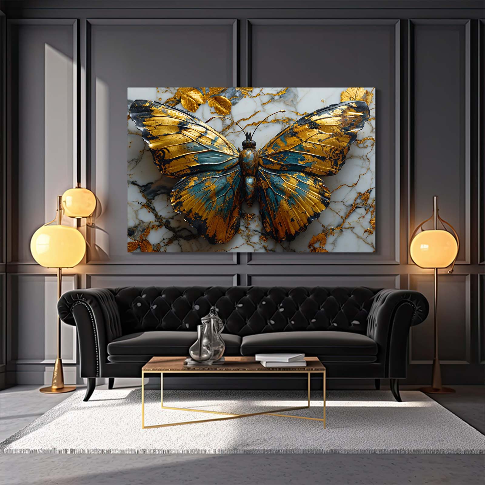 Marble Elegance Butterfly Wall Art