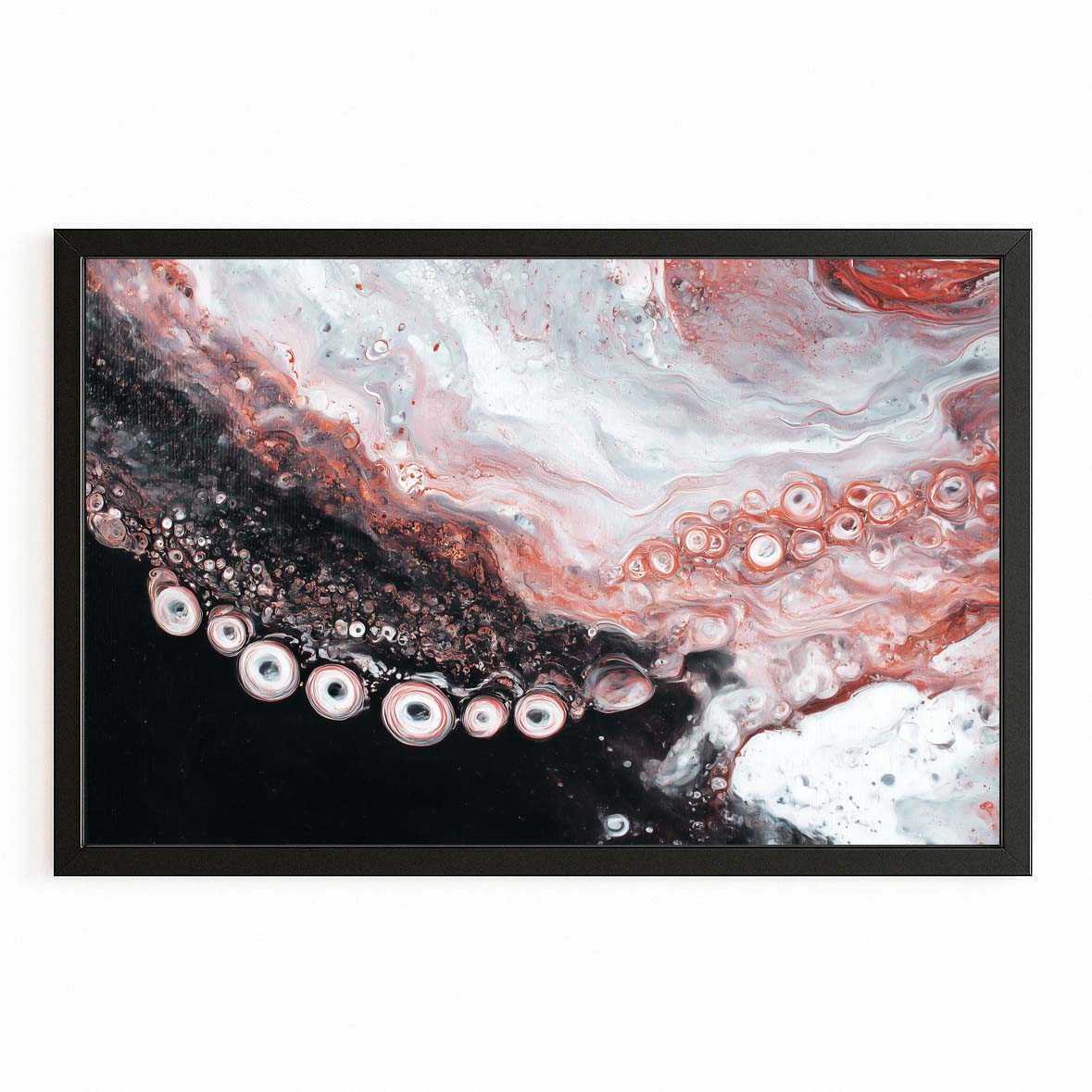 Marble Flow Tentacle Octopus Prints – with Premium Black frame on white background