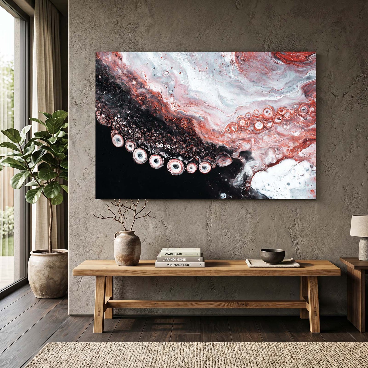 Marble Flow Tentacle Octopus Prints – styled in a furnished interior