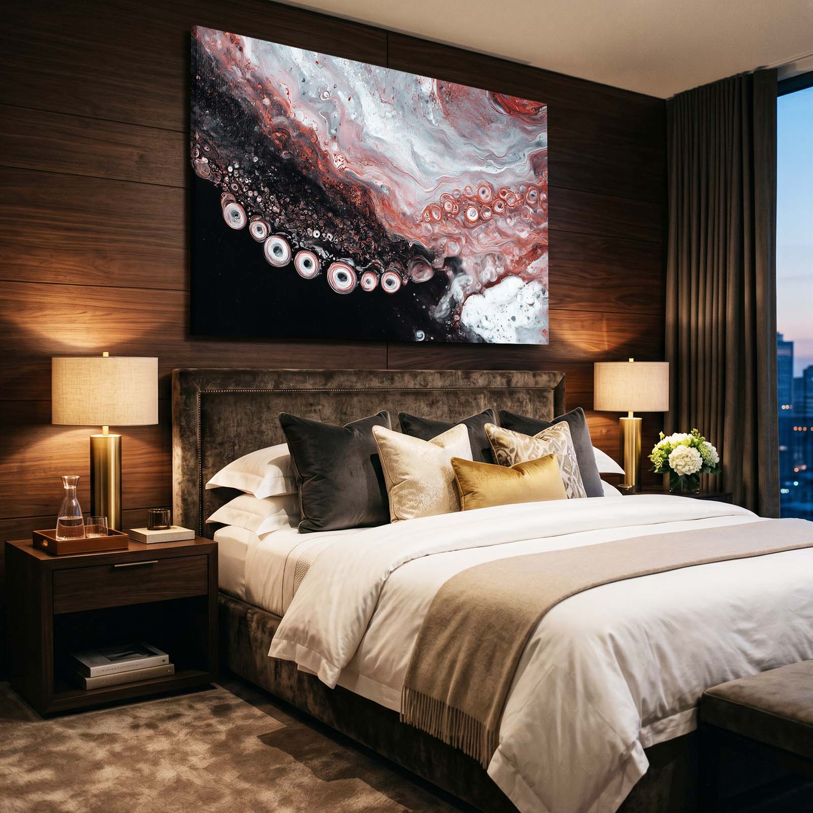 Marble Flow Tentacle Octopus Prints – styled in a furnished interior
