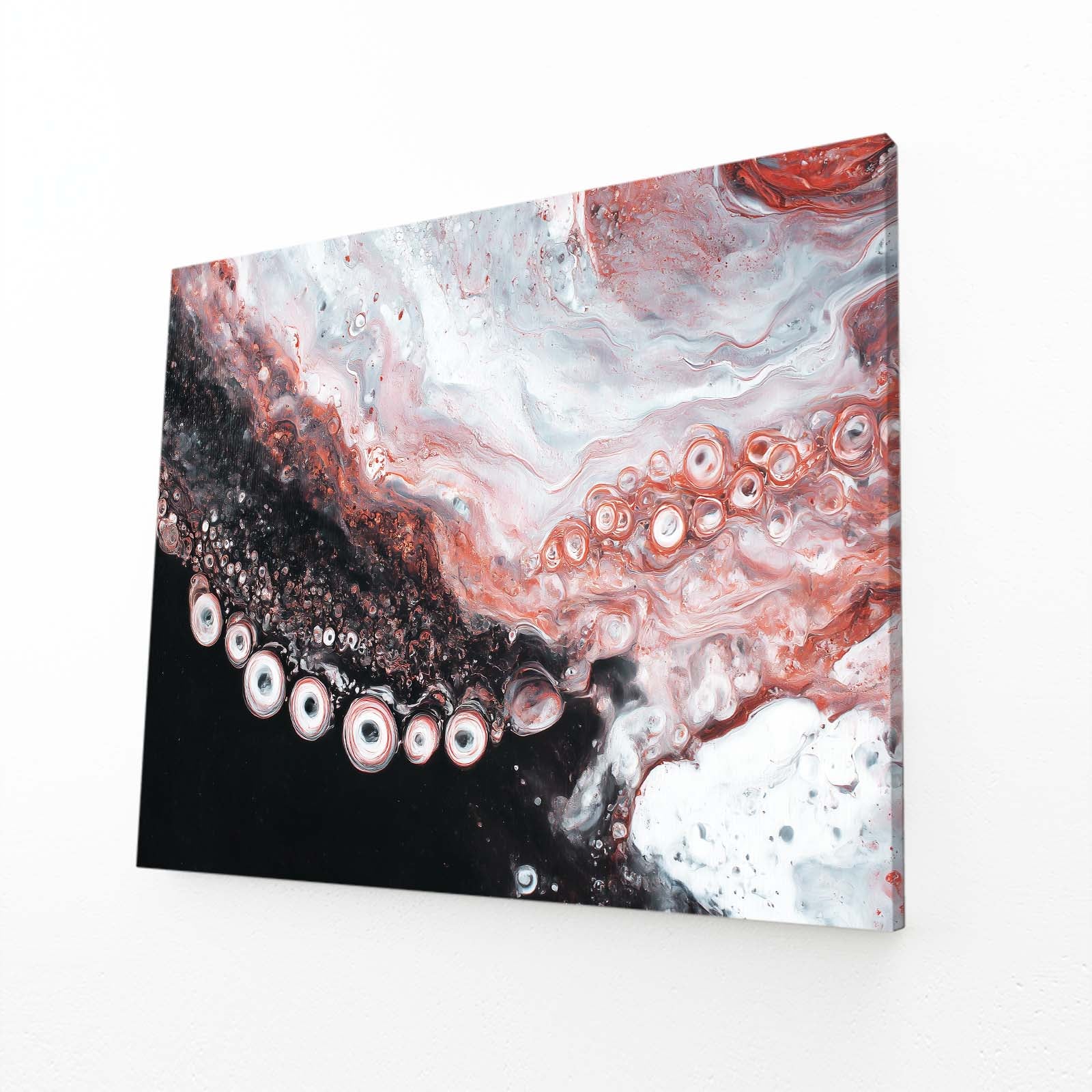 Marble Flow Tentacle Octopus Prints – angled canvas view on white background