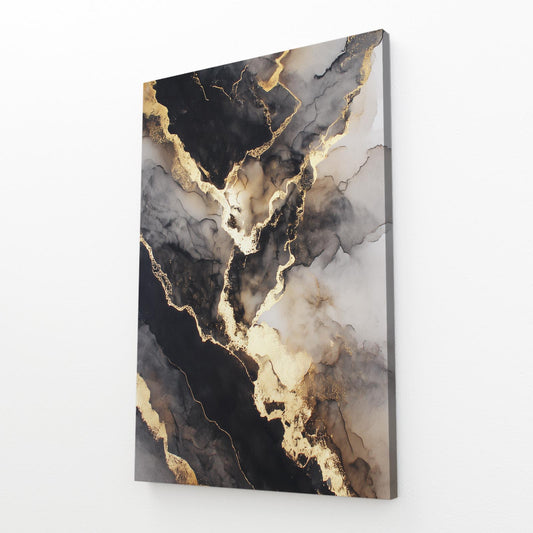 Marble Gold Fracture Wall Art – angled canvas view on white background