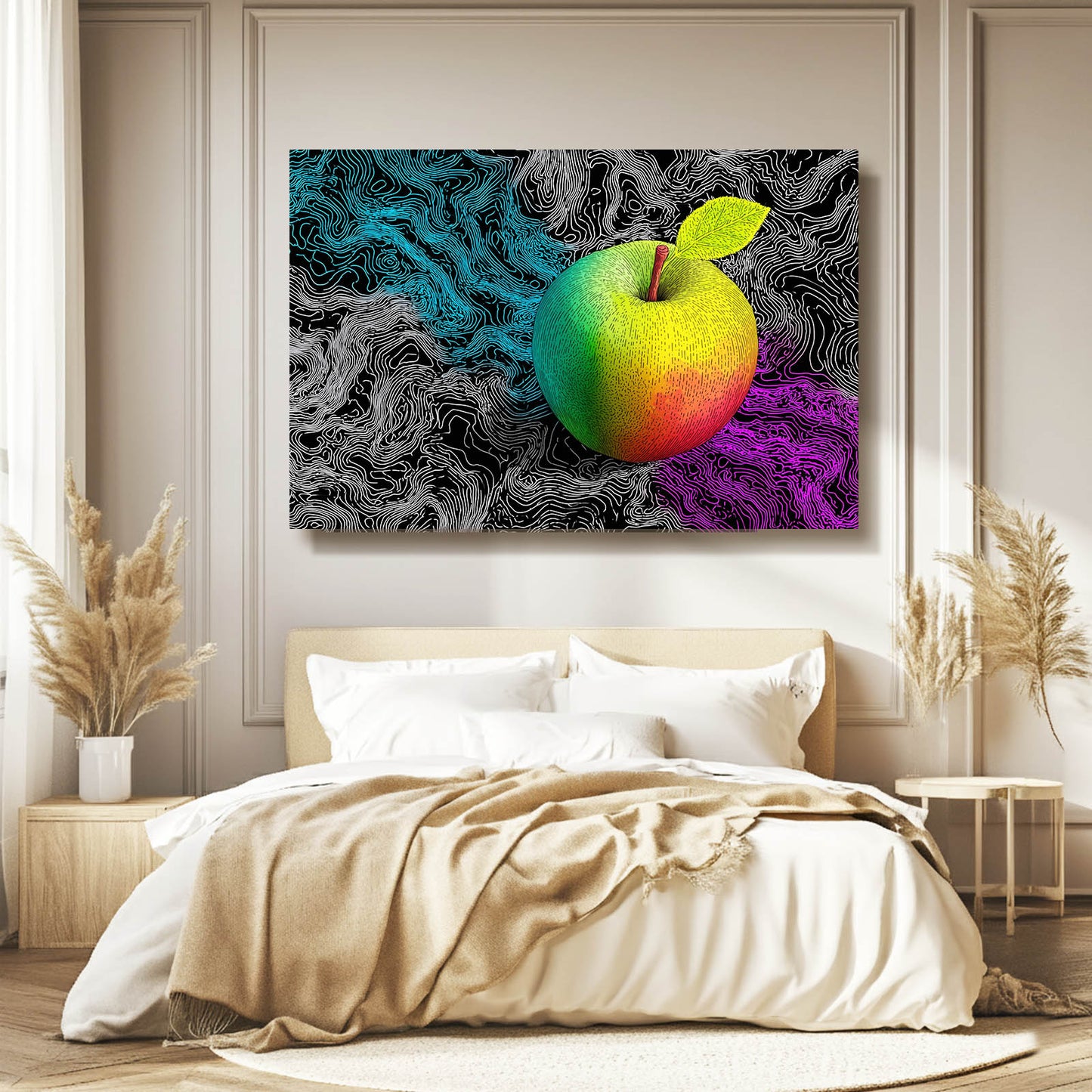 Marble Swirl Apple Art – styled in a furnished interior