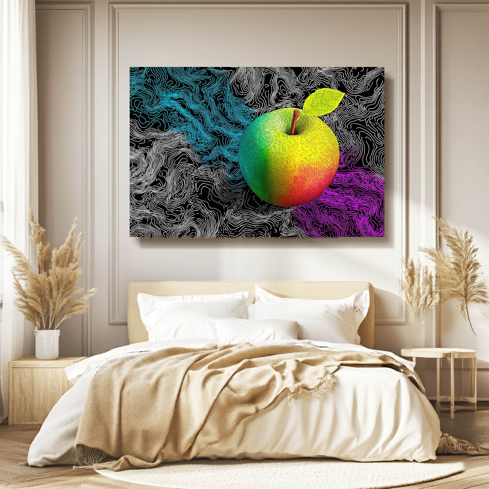 Marble Swirl Apple Art – styled in a furnished interior