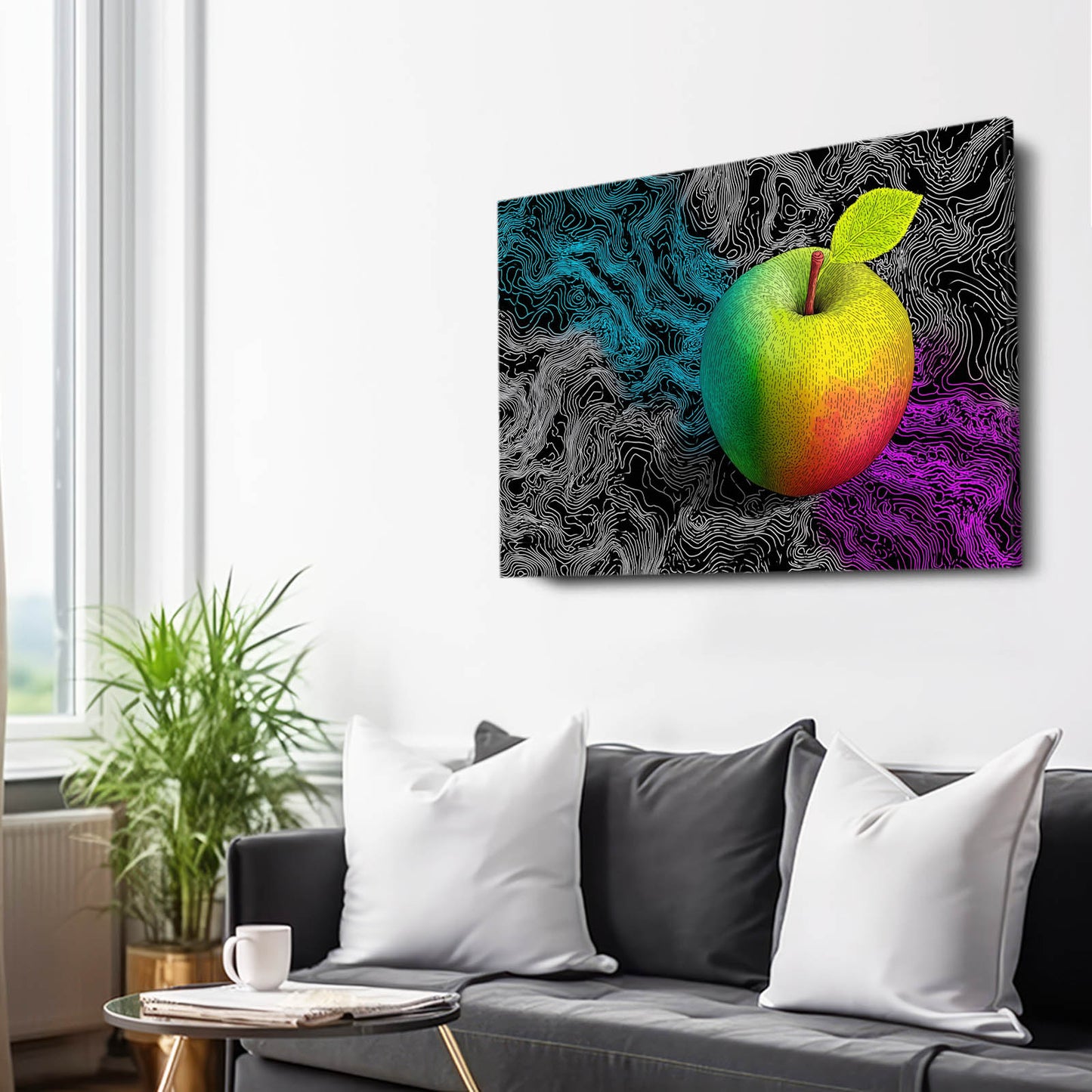 Marble Swirl Apple Art – styled in a furnished interior