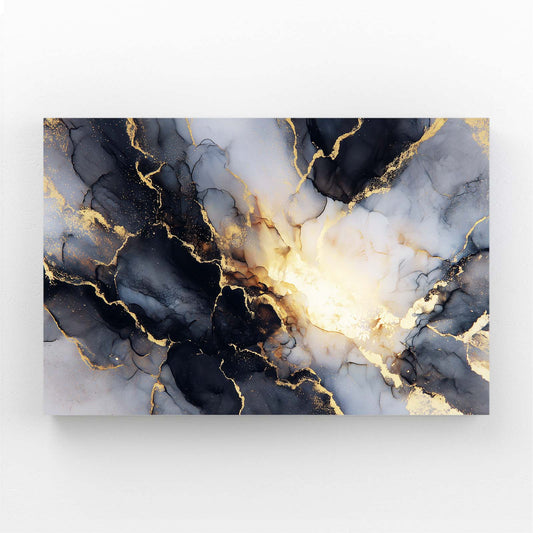 Marble Vein Drift Gold Wall Decor — abstract canvas print, angled canvas view on white background