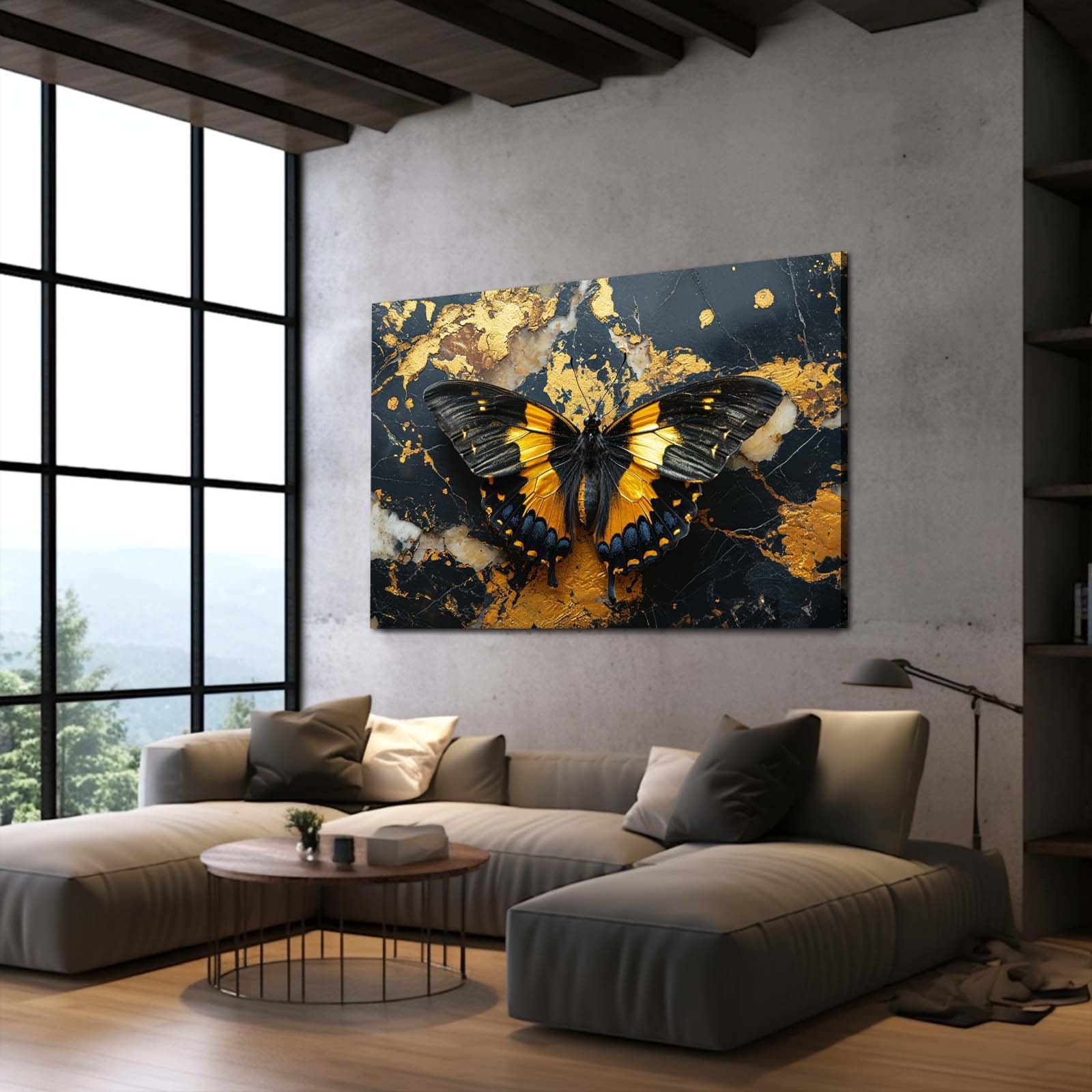 Marbled Gold Butterfly Wall Art