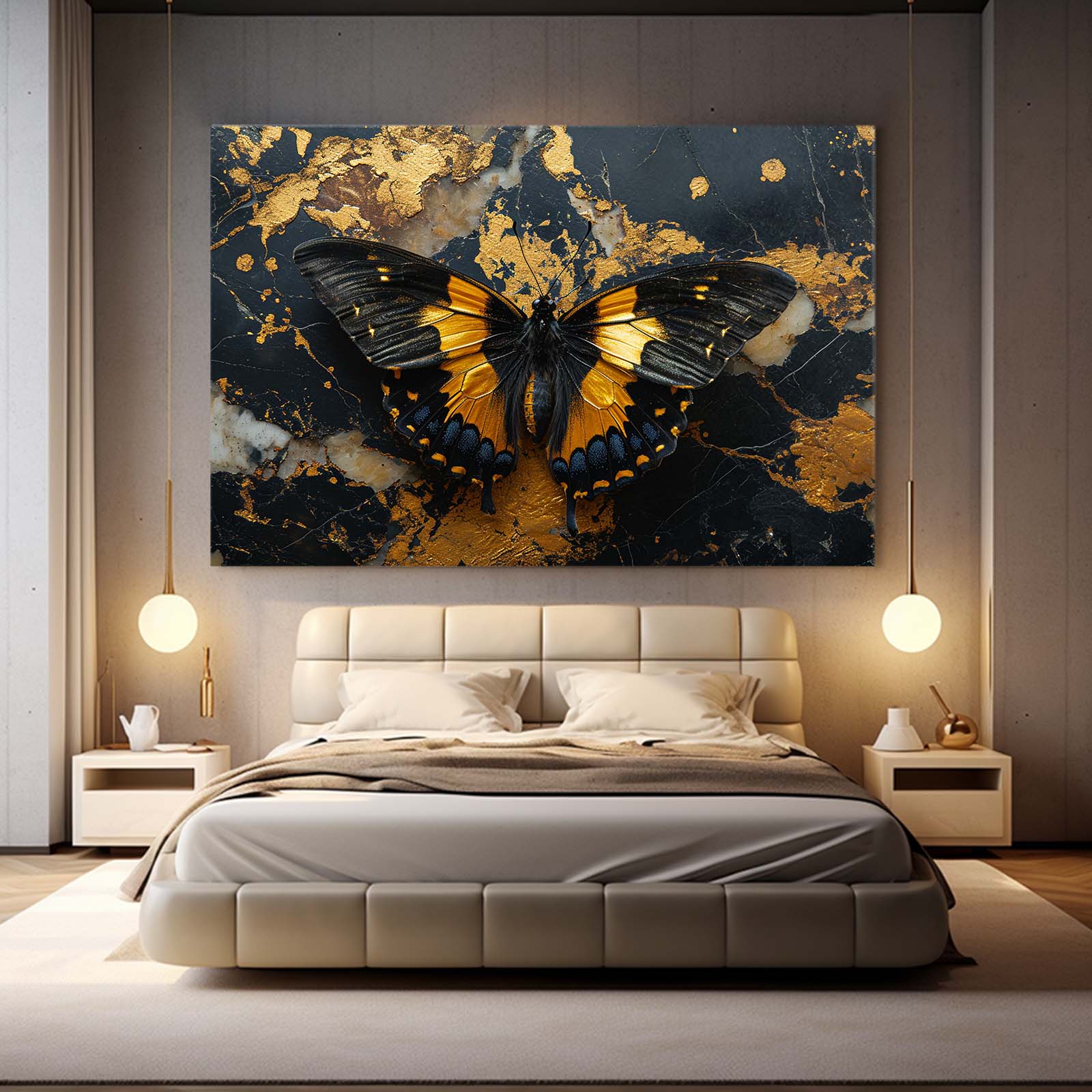 Marbled Gold Butterfly Wall Art