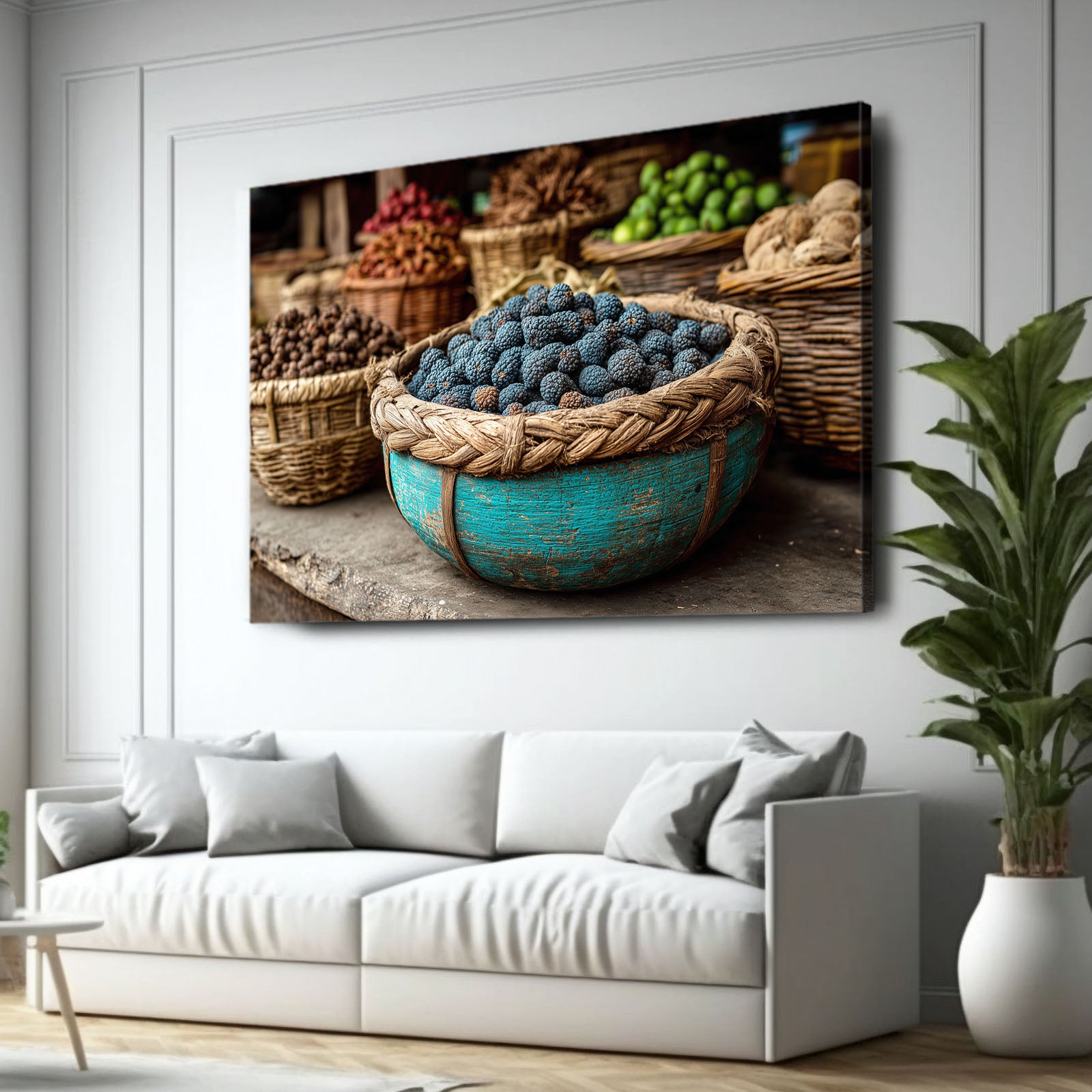 Market Berry Baskets Fruit Prints – styled in a furnished interior