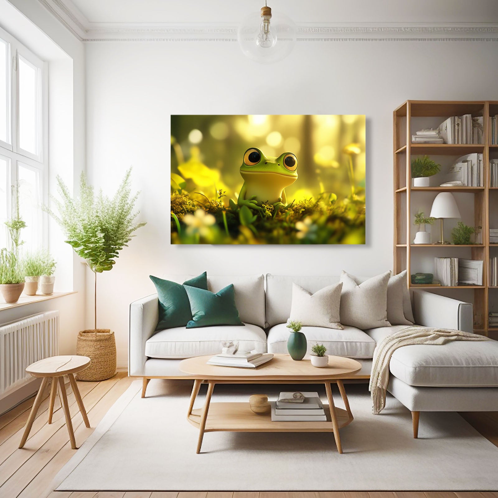 Meadow Glow Frog Wall Art – styled in a furnished interior