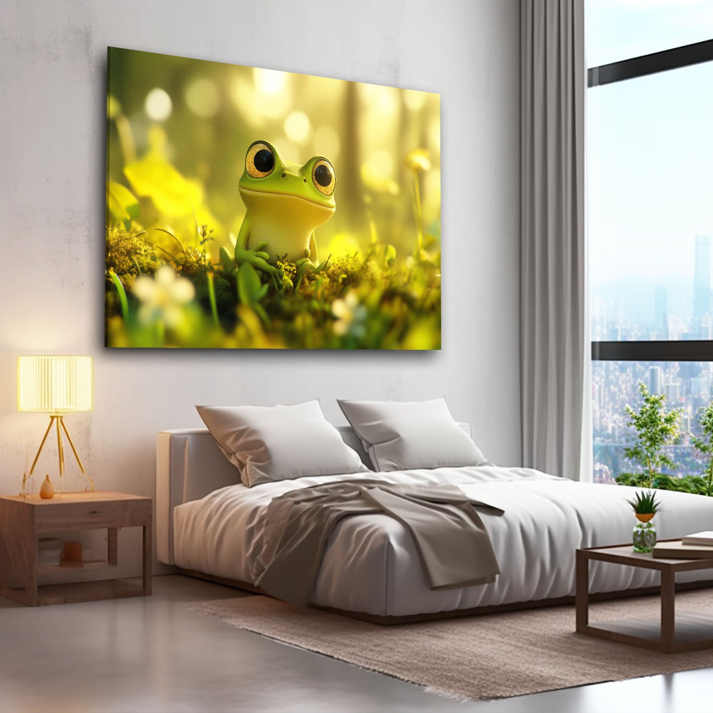 Meadow Glow Frog Wall Art – styled in a furnished interior