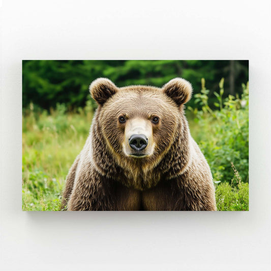 Meadow Photo Grizzly Bear Art — photography canvas print, angled canvas view on white background