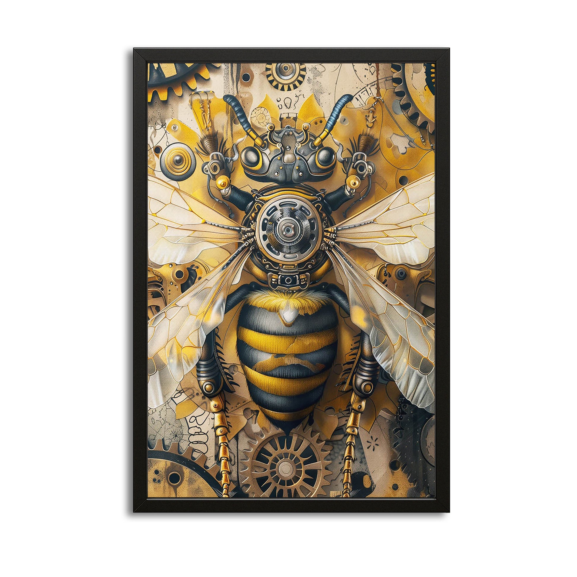 Mechanical Bee Art – canvas print on white background