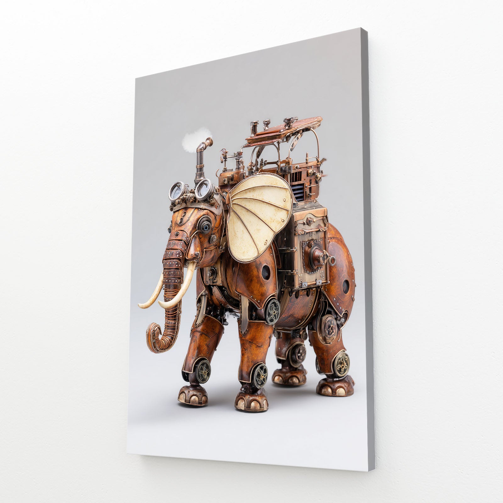 Mechanical Parasol Elephant Steampunk Canvas – angled canvas view on white background