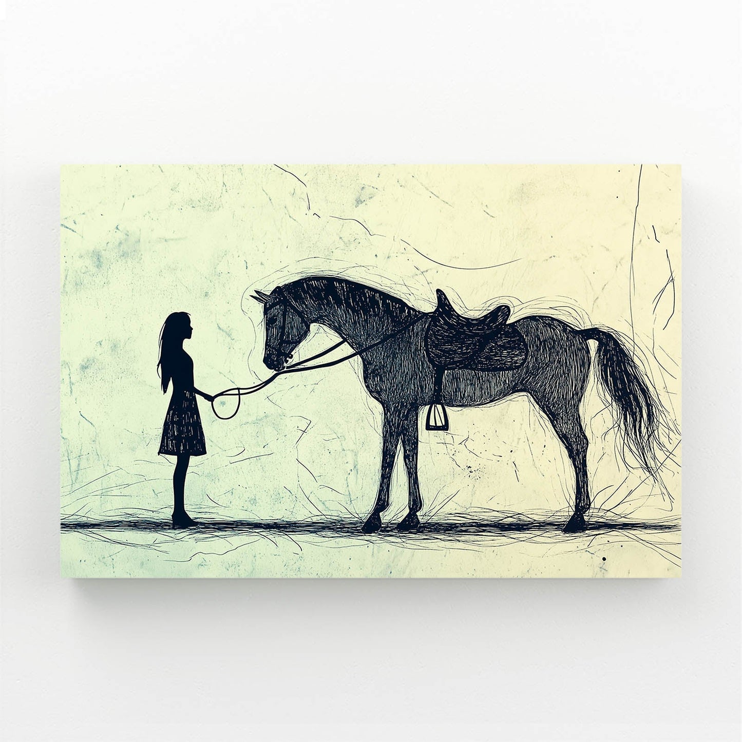 Meeting Horse Canvas – angled canvas view on white background