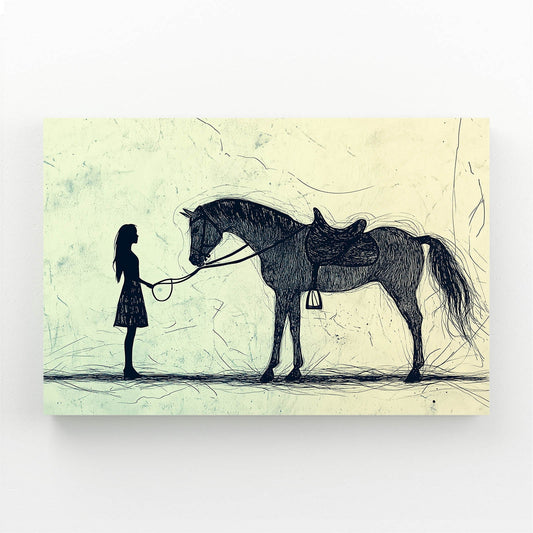 Meeting Horse Canvas – angled canvas view on white background
