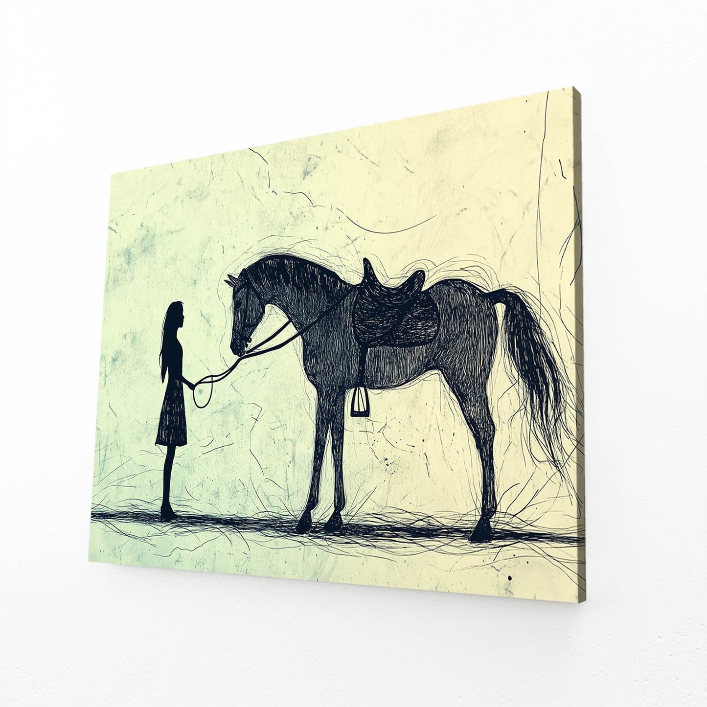 Meeting Horse Canvas – angled canvas view on white background