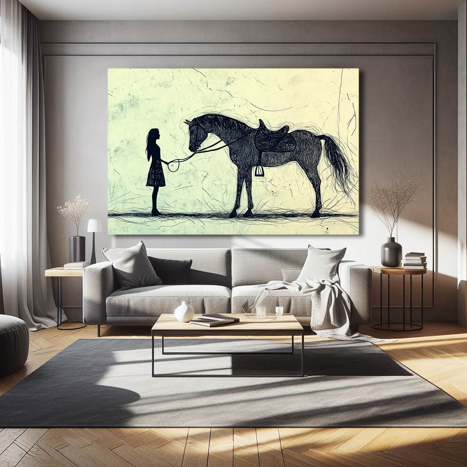Meeting Horse Canvas – angled canvas view on white background