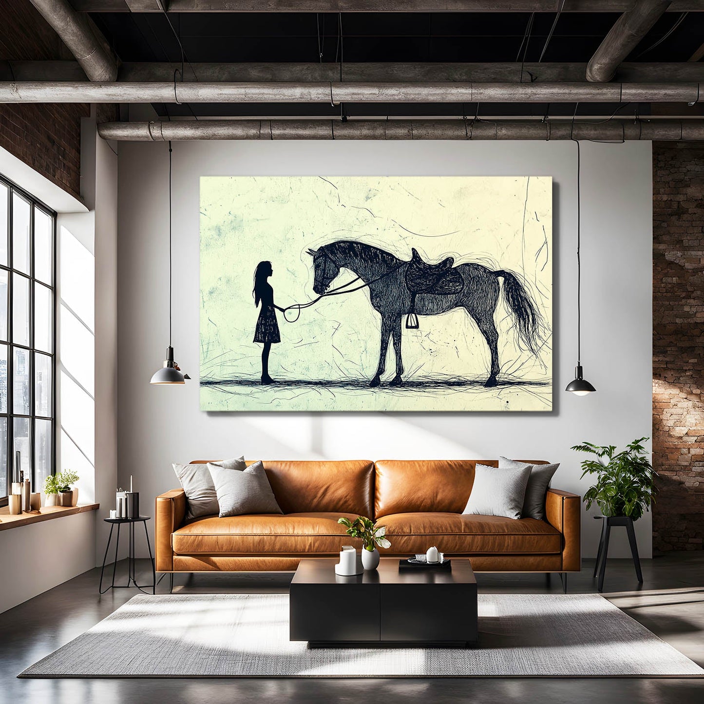 Meeting Horse Canvas – angled canvas view on white background