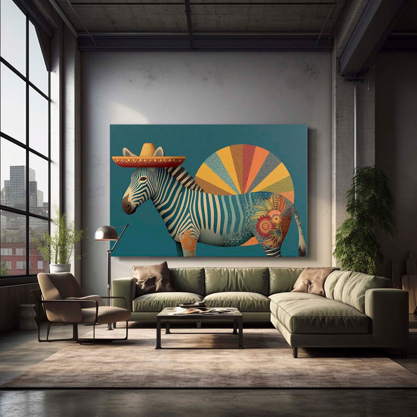 Mexican Zebra Art – styled in a furnished interior