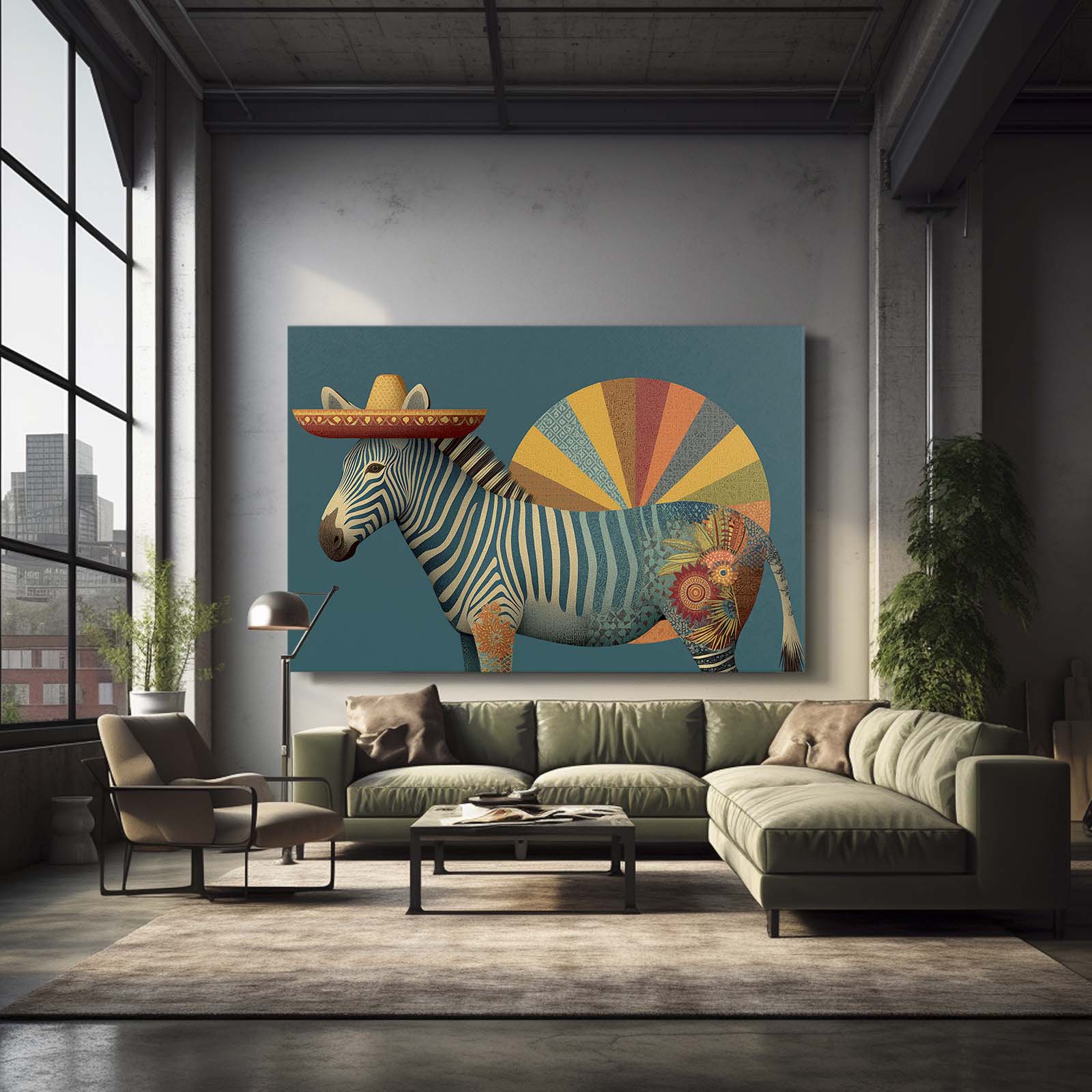 Mexican Zebra Art – styled in a furnished interior
