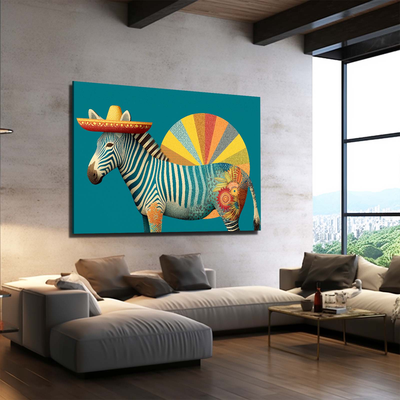 Mexican Zebra Art – styled in a furnished interior