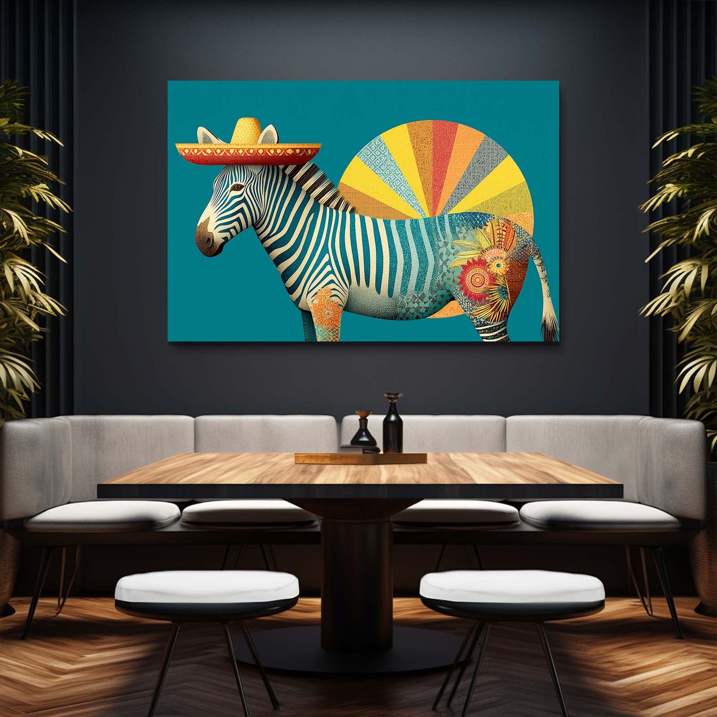 Mexican Zebra Art – styled in a furnished interior