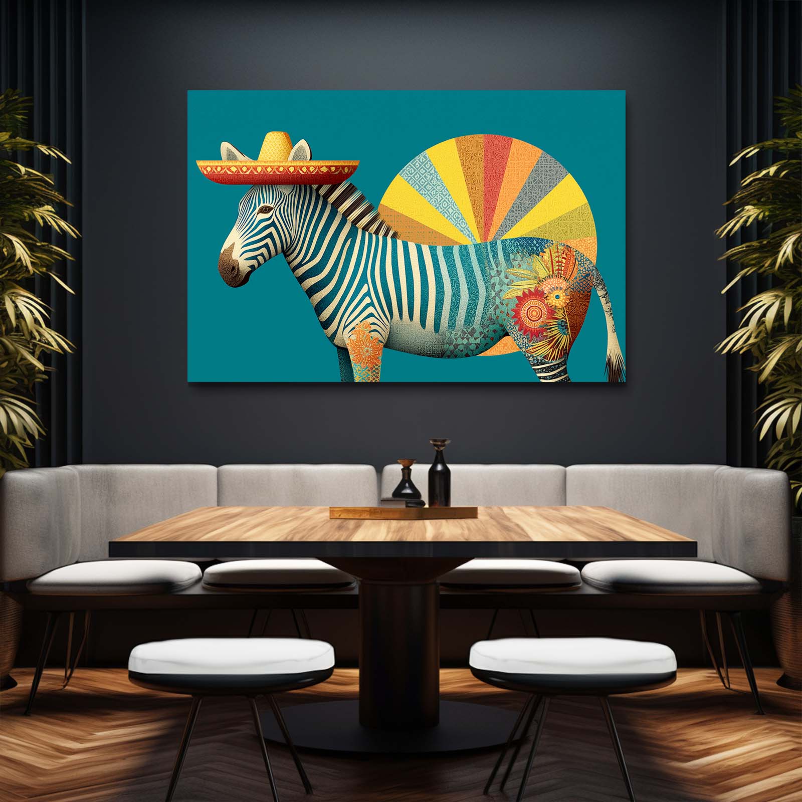 Mexican Zebra Art – styled in a furnished interior
