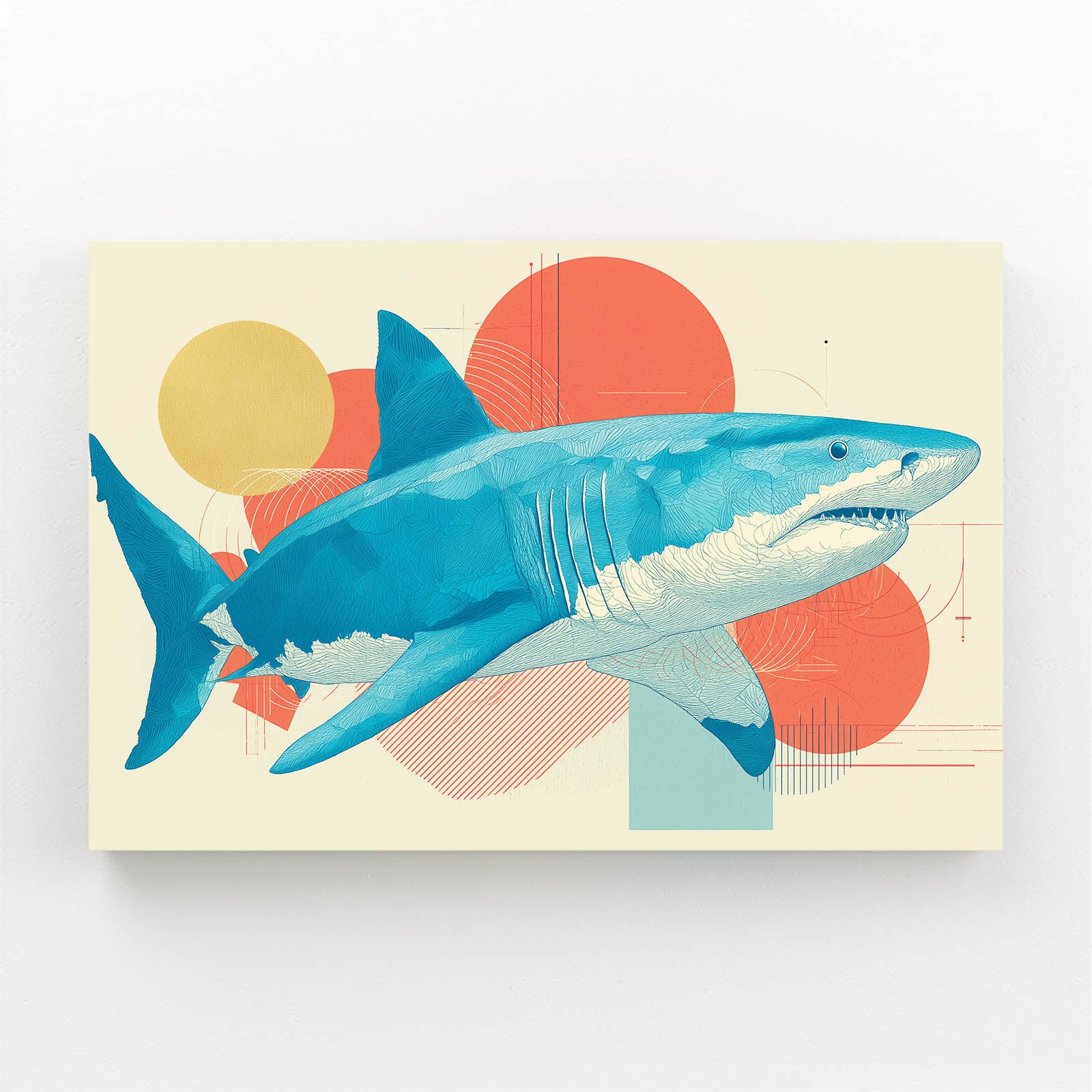 Mid Century Geometric Shark Art – mid century geometric shark canvas print