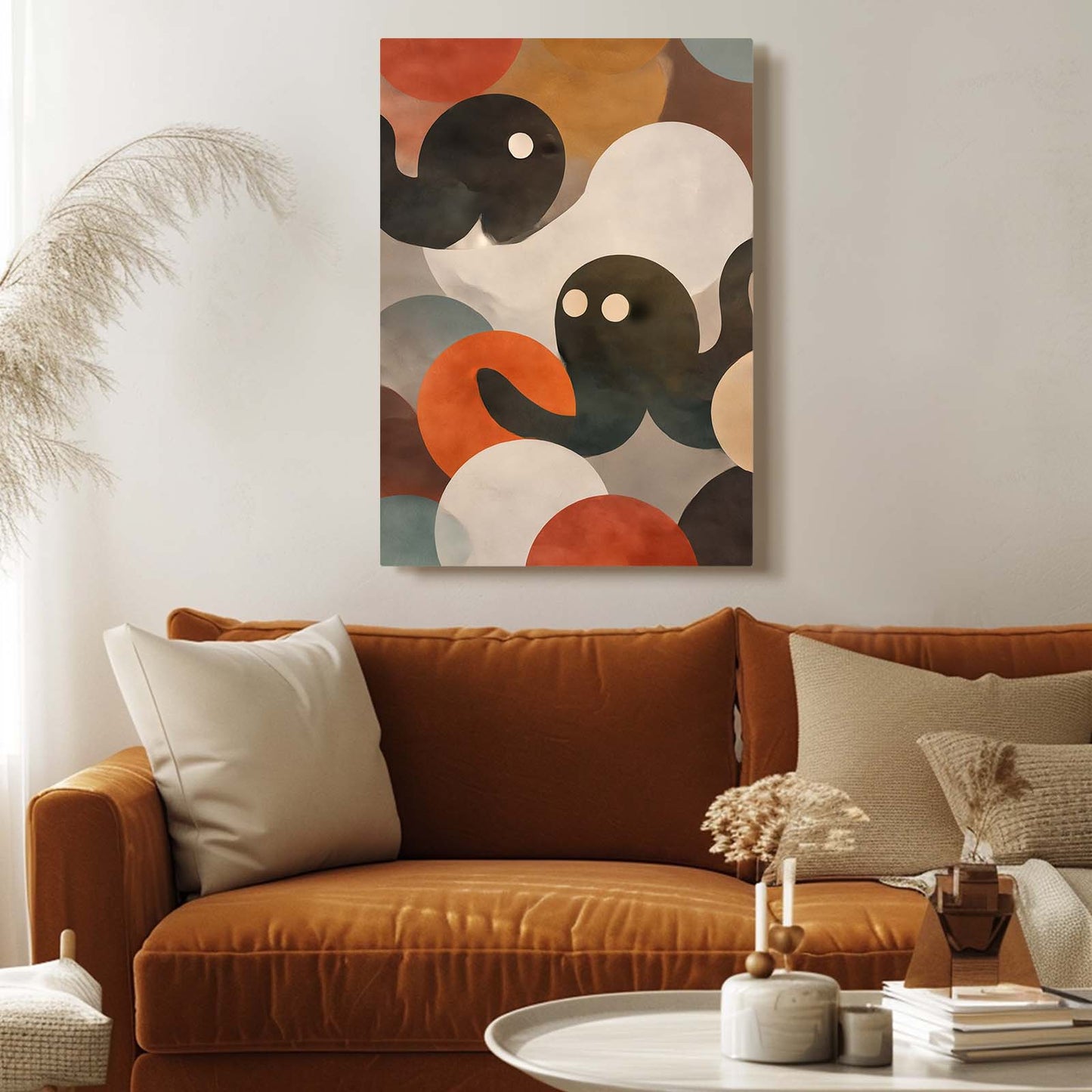 Mid Century Shapes Octopus Prints – styled in a furnished interior