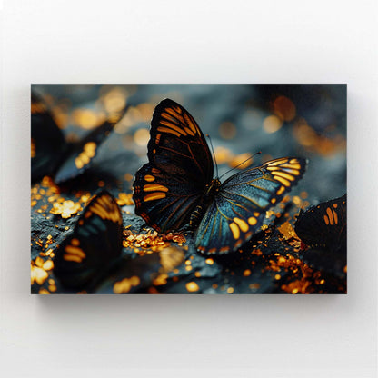 Midnight Gold Butterfly Wall Art