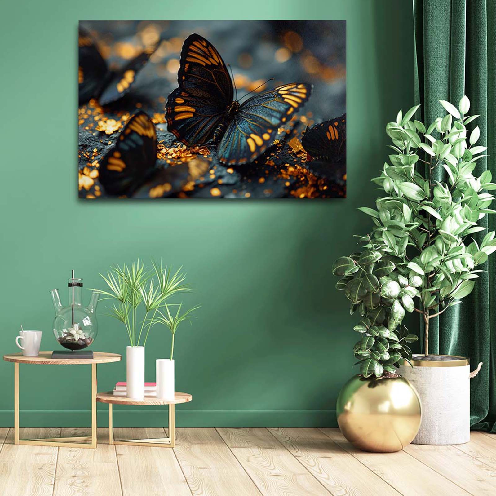 Midnight Gold Butterfly Wall Art