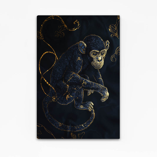 Midnight Gold Vines Monkey Wall Art – midnight gold vines monkey canvas print