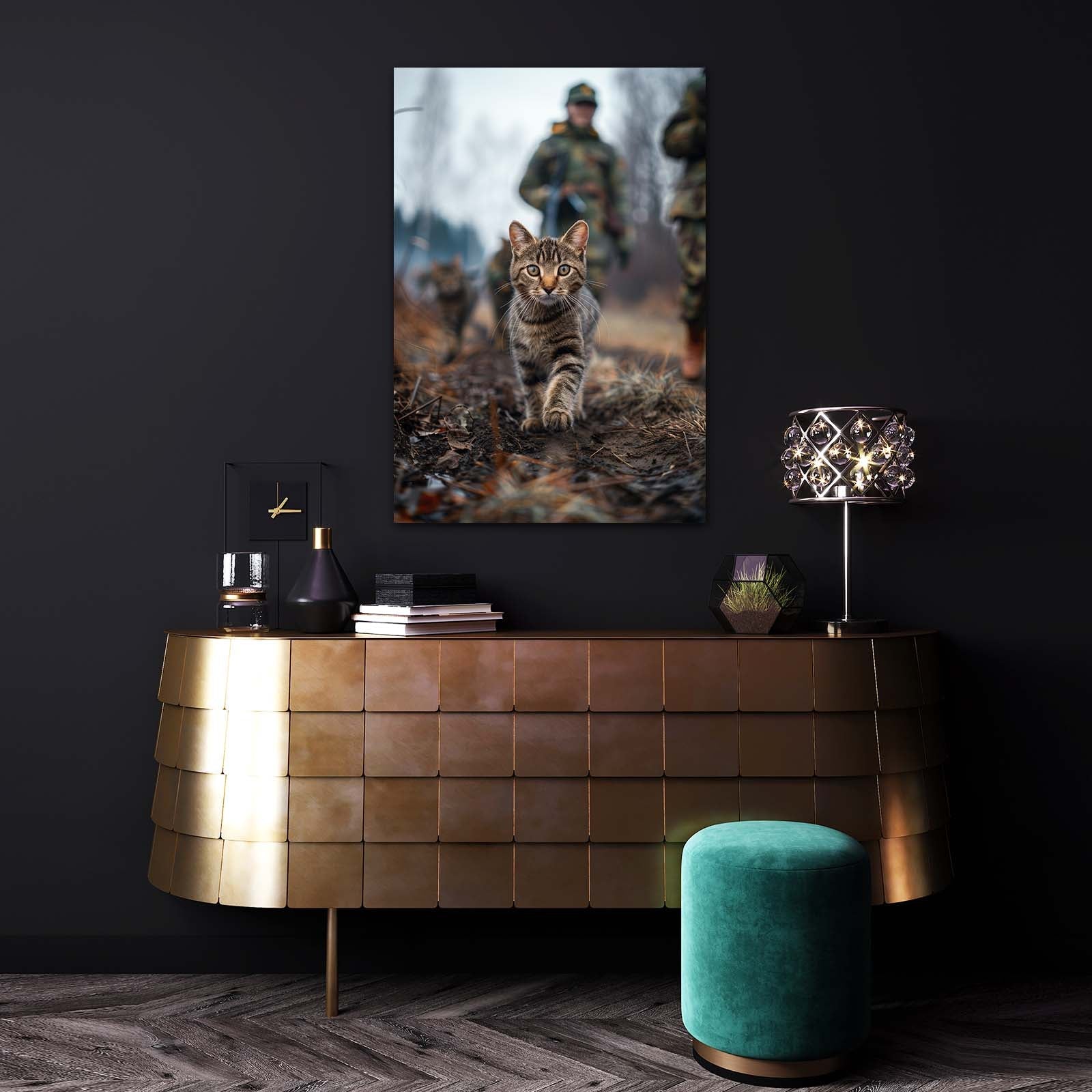 Military Walk Tabby Cat Art