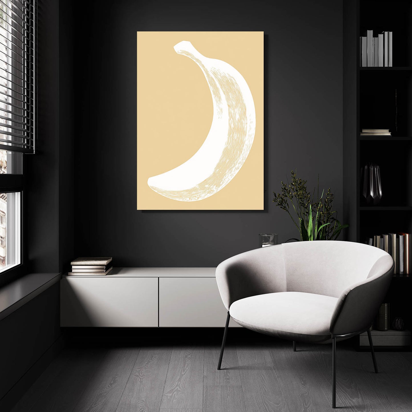 Minimal Banana Tan Fruit Canvas – styled in a furnished interior