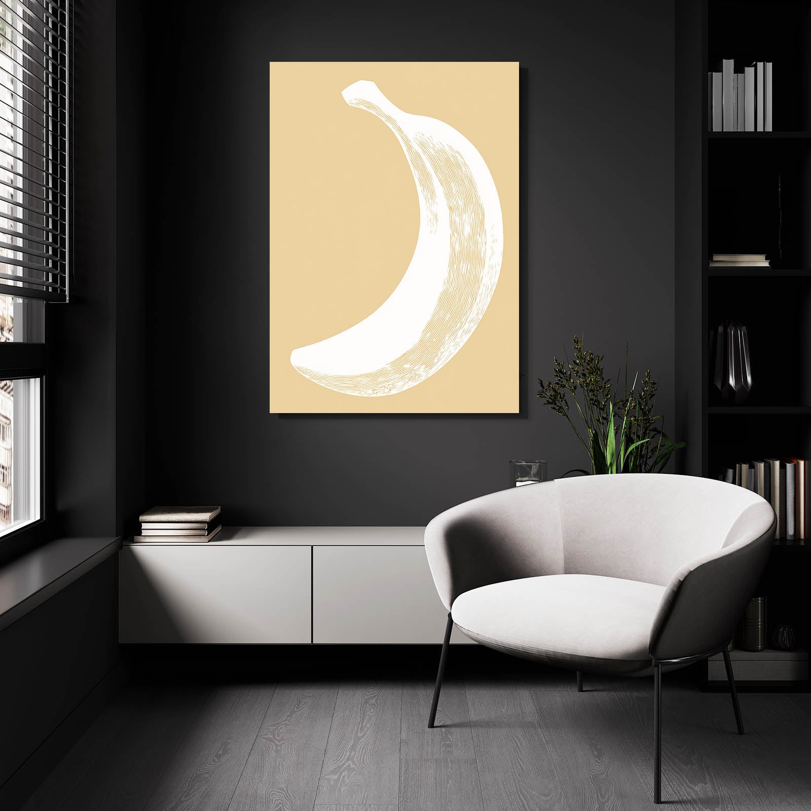 Minimal Banana Tan Fruit Canvas – styled in a furnished interior
