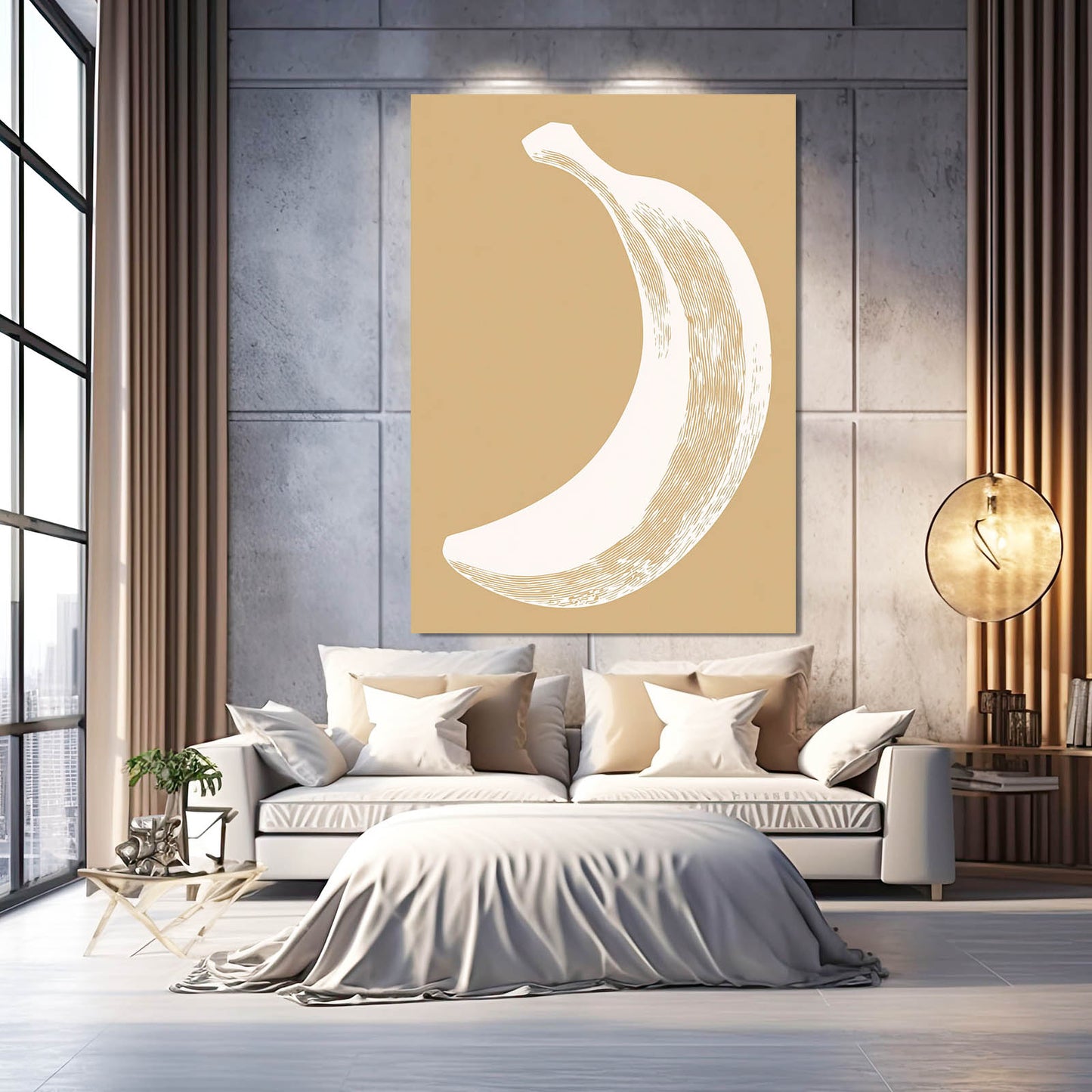 Minimal Banana Tan Fruit Canvas – styled in a furnished interior
