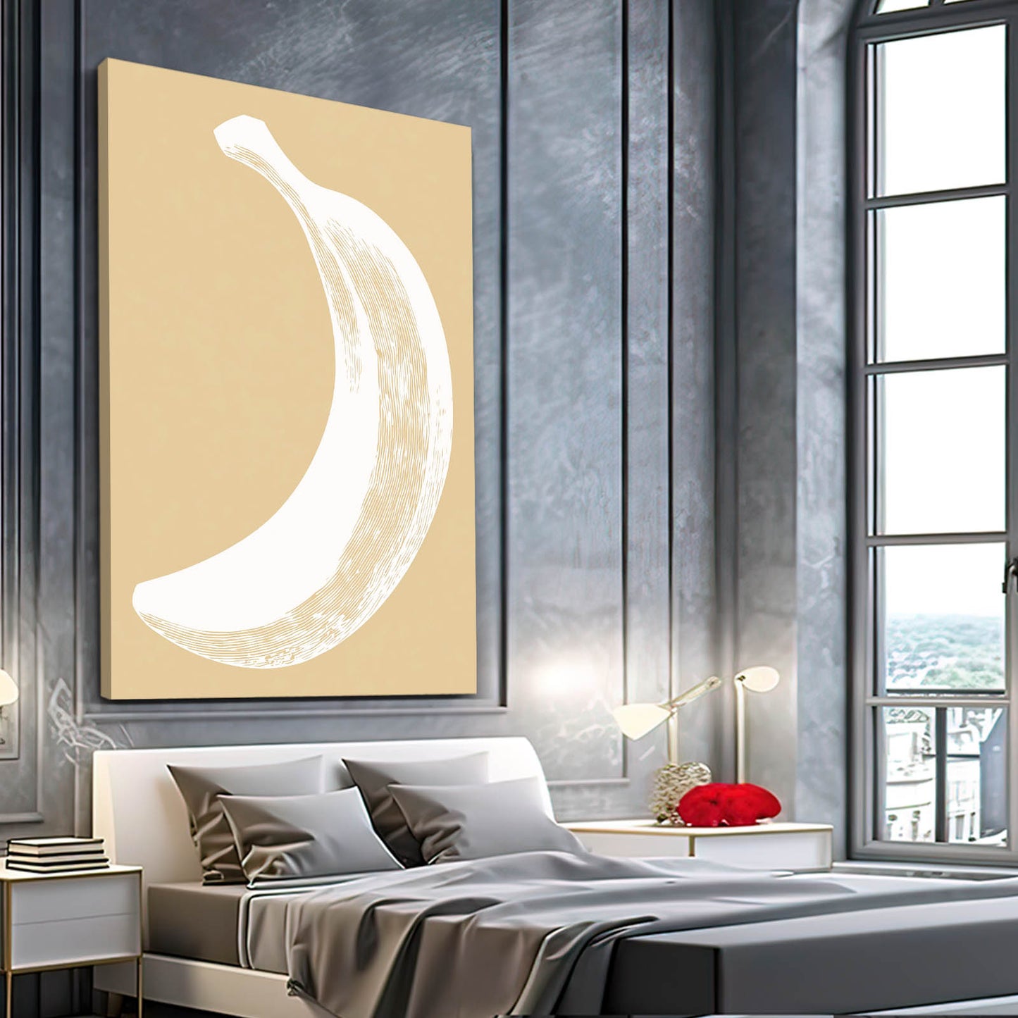Minimal Banana Tan Fruit Canvas – styled in a furnished interior