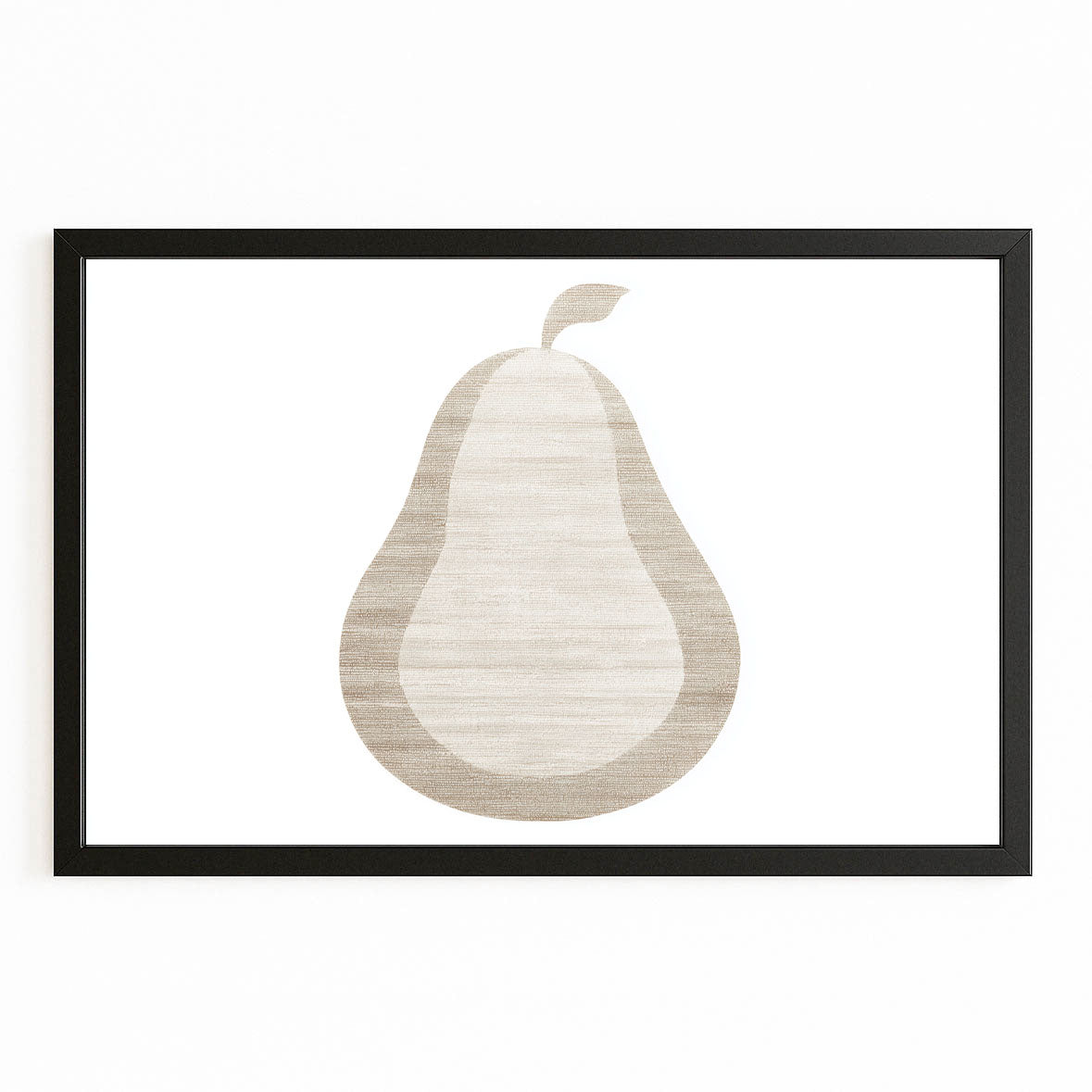 Minimal Beige Pear Fruit Canvas Art – with Premium Black frame on white background