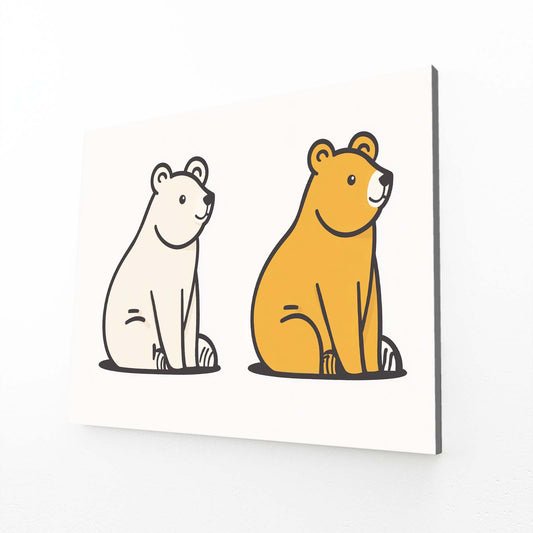 Minimal Duo Outline Bear Canvas — line canvas print, angled canvas view on white background