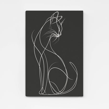 Minimal Line Cat Wall Art