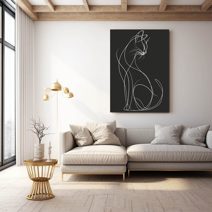Minimal Line Cat Wall Art