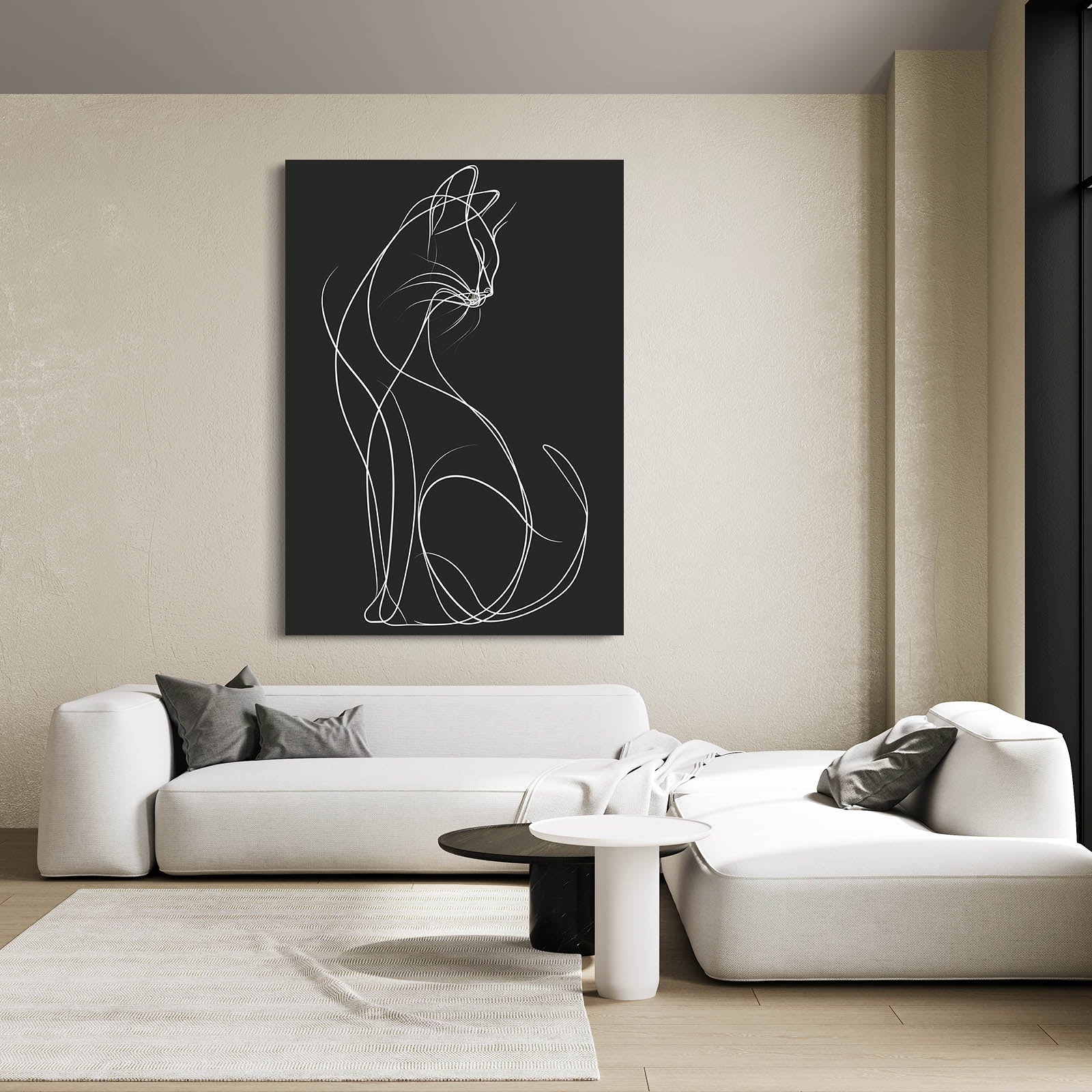 Minimal Line Cat Wall Art