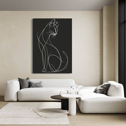 Minimal Line Cat Wall Art