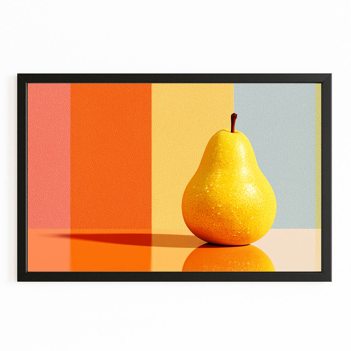 Minimal Pear Blocks Fruit Art – with Premium Black frame on white background