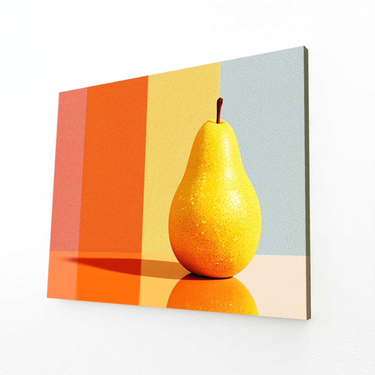 Minimal Pear Blocks Fruit Art – angled canvas view on white background
