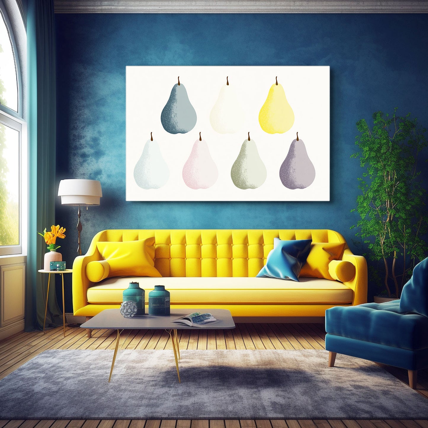Minimal Pear Palette Fruit Wall Art – styled in a furnished interior