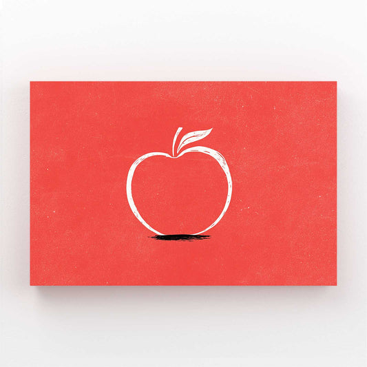 Minimal Red Outline Apple Canvas Art – minimal red outline apple canvas print